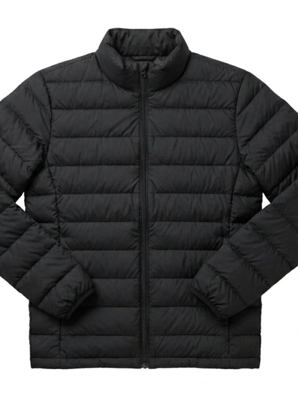 Amazon Essentials Men's Puffer Jacket Full Zip Quilted Bubble Coat Black Medium